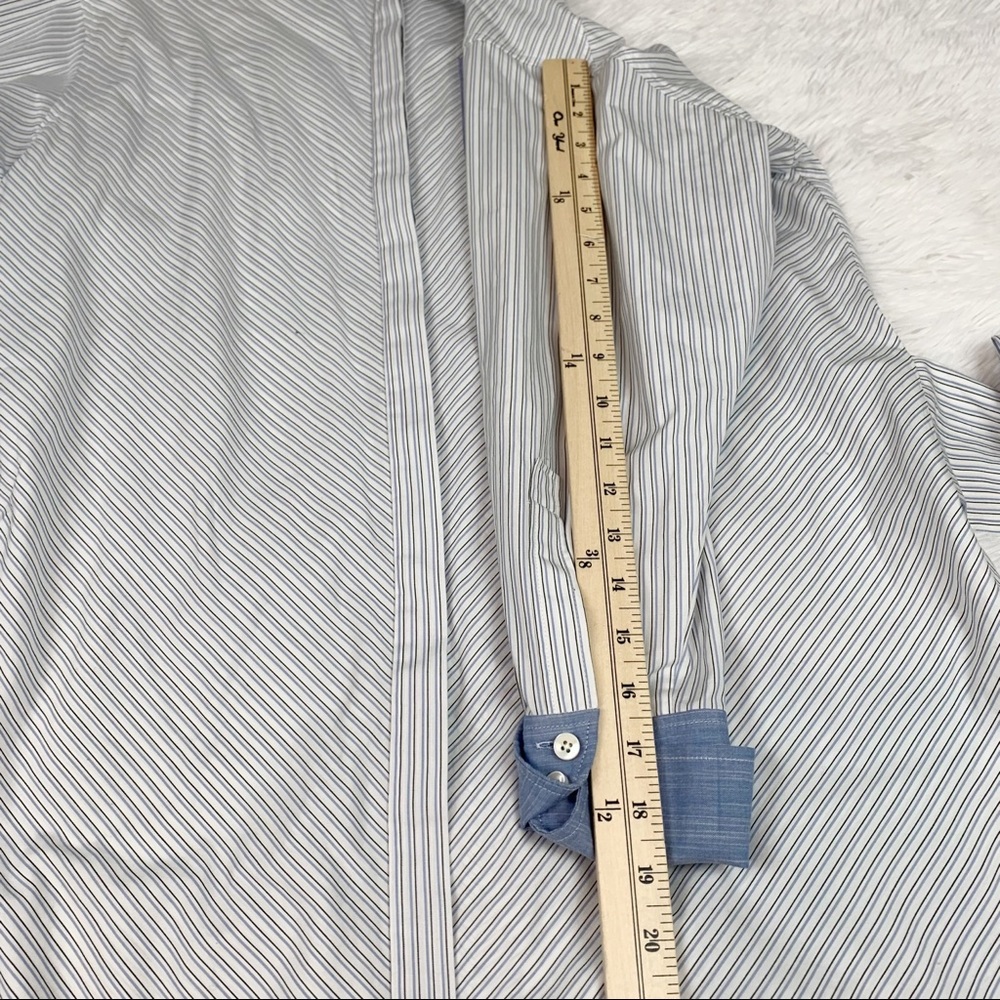 Frame contrast striped wrapped tie waist shirt dress button up pocket - Picture 8 of 12